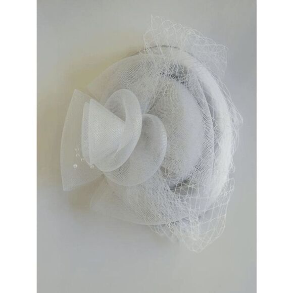 🤍 Pinup Accessory 1950s Retro Vintage Fascinator Bridal White Pillbox Veil Hat - Picture 6 of 15